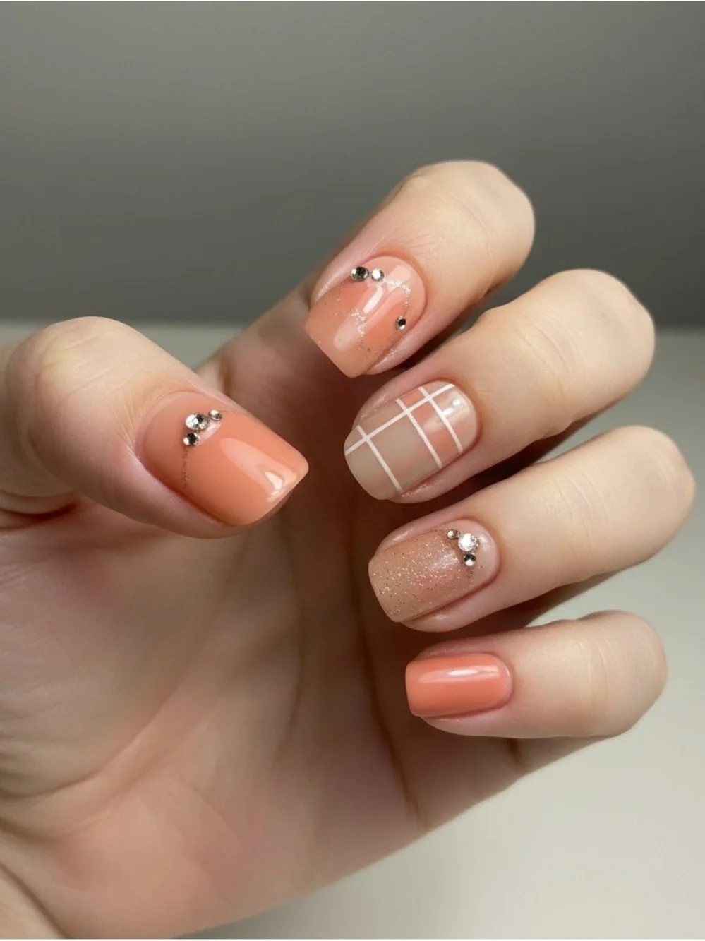 Decorative Press-On Nails with Rhinestones